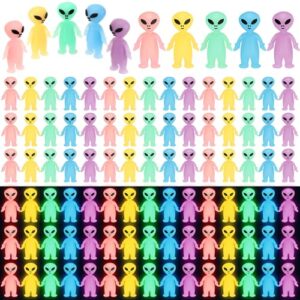 CroBlissful 25 Pcs Mini Glow Alien Figures Rave Trinkets Toys,Colorful | Glow in Dark Space Party Favors, Tiny Figurines Hide and Seek, Bulk Prank Toys, Goodie Bag Fillers, Rave Decor Trinkets