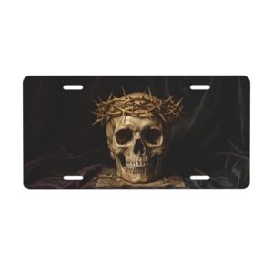 Crown of Thorns Skull License Plate 6x12 Aluminum Gothic Car Tag