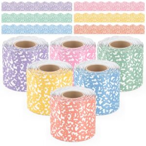 Crtiin 240 ft Pastel Composition Bulletin Board Borders, Pastel Notebook Bulletin Border Trim Scalloped Borders Stickers for Back to School Classroom Wall Desk Window Door Offices Decoration