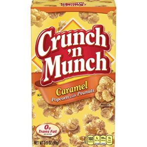 CRUNCH 'N MUNCH Caramel Popcorn with Peanuts, 3.5 oz. (Pack of 12) | Caramel Peanuts Popcorn; made with 100% whole grain kernels; great for movie night & entertaining; also perfect for game day
