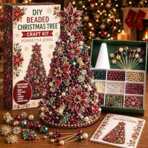 Crystal DIY Beaded Christmas Tree Craft Kit, 3D Crystal Bead Holiday Set C | Tabletop Home Decor, Beginner-Friendly, All-in-One Kit, 15cm Finished Size, Multiple Styles
