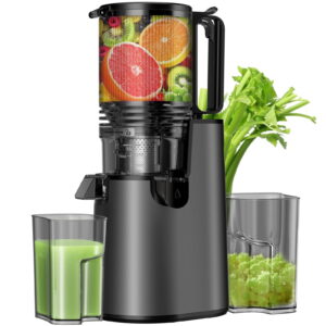 DARKIRON Cold Press Juicer, Masticating Juicer with 5.4" Large Feed Chute, 400W Slow Juicer Machines Fit Whole Vegetables and Fruits,Juicer Machine with High Juice Yield (Black)