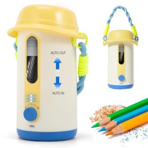 deli Electric Pencil Sharpener, Fully Automatic Pencil Sharpener, Yellow