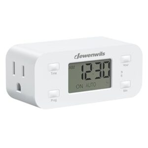DEWENWILS Indoor 24 Hour Programmable Digital Timer Outlet, 1 Outlet,1 Pack