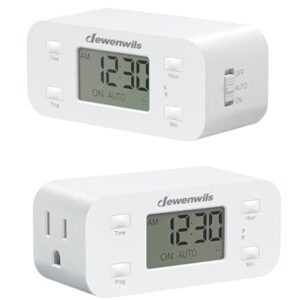 DEWENWILS Indoor 24 Hour Programmable Digital Timer Outlet, 1 Outlet,2 Pack