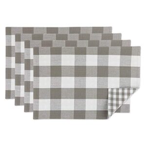 DII Gingham Check Tabletop Collection, Gray, Placemat Set