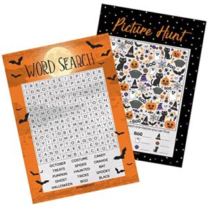 DISTINCTIVS Halloween Games Pack, Word Search and Picture Match