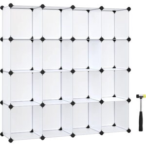 DIY 16 Cube Storage Organizer Shelf Closet Cubbie Storage Bookcase for Bedroom Living Room White Translucent