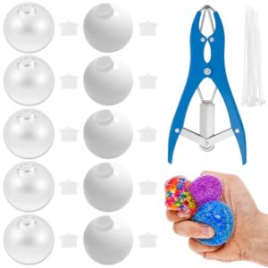 DIY Stress Ball Making Kit, 10 Pcs Squishy Skin Maker with Expander & Cable Ties, Portable Empty Squeeze Ball DIY Kit Stress Relief Toys for Adults Home Party Office Anxiety (Without Beads)