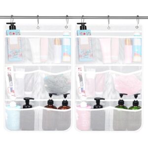 Dntorx 2 Pack Mesh Hanging Shower Caddy, 7-Pocket Bathroom Organizer