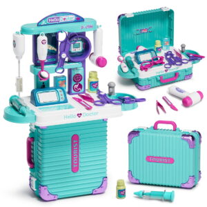 Doctor Kit for Kids, Doctor Pretend Playset with Realistic Accessories, Pretend Mobile Medical Station, Role Play Medical Toys for 3-5, 2-4, 3 4 5 6 Year Old