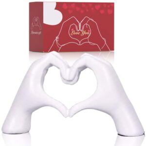 DOVDOV White Heart Hand Statues and Sculptures, White Room Decor Aesthetics for Living Room Coffee Table tv Cabinet Bookshelf Office Entry Desktop Bookshelf Decor.