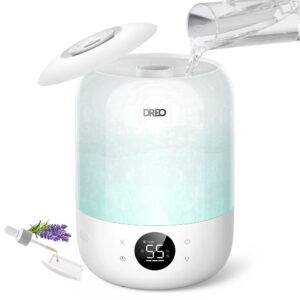DREO Cool Mist Humidifier for Room, 3.7L Top-Fill & 35H Runtime Ultrasonic Humidifier, Custom Humidity Setting, Light Indicator & Aroma Tray, 26dB Quiet Humidifier for Home, Baby Bedroom, White