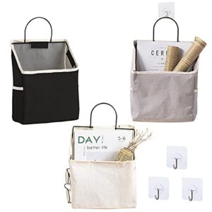 DRON TOOON Fabric Wall Hanging Storage Caddy Bag Over the Door Pouch Organizer for Bedroom Bathroom Kitchen (3Pack-C)…