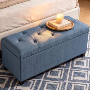 DUMOS Storage Ottoman Bench, 43.3 Inch End of Bed Bench for Living Room