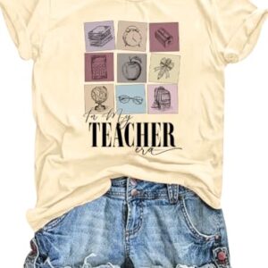 Eatbook Teacher Shirts for Women Happy Back to School Teach Shirt Gifts