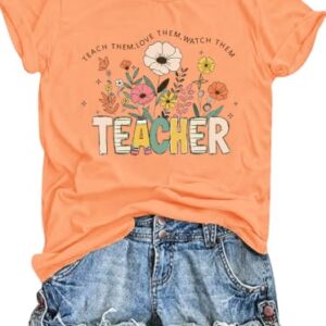 Eatbook Teacher Shirts for Women Happy Back to School Teach Shirt Gifts