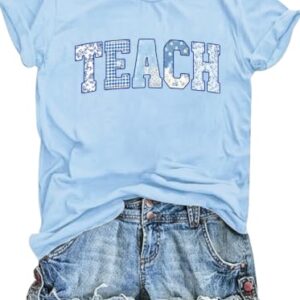 Eatbook Teacher Shirts for Women Happy Back to School Teach Shirt Gifts