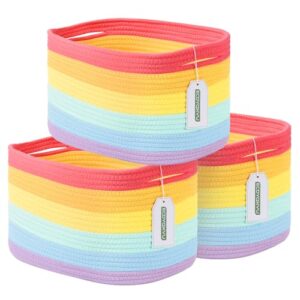 ECDYQXVU 15x10x9 Inch Woven Cotton Rope Storage Basket, 3 Pack