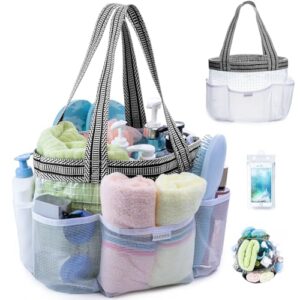 ELCUPA Mesh Shower Caddy Portable for College Dorm Room Essentials with Waterproof Phone Pouch, Shower Bag with Reinforced Bottom for Beach,Camping, Swimming,Gym, Quick Dry Toiletry Bag with 6 Pockets