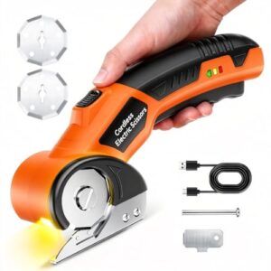 Electric Scissors, Cardboard Cutter, With LED Light, High-Efficiency Brushless Motor, 2000mAh Battery, Tungsten Steel Blade, Suitable for Cloth, Cardboard, Carpet Wire Rope Cutters Orange