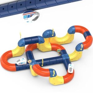 Electric Train Set with 3D Magic Flexible Race Tracks for Kids, Race Car Track Easy to Detach and Store for 3 4 5 6 7 8 Years Old Boys Girls
