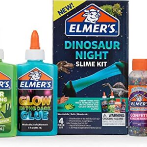 Elmer’s Dinosaur Night Slime Kit, Makes Color Changing and Glow in the Dark Slime, Includes Liquid Glue and Activator, 4 Count