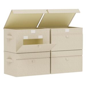ENUMAIL Collapsible Storage Baskets,13x9.1x7.9in,Grey and Beige,4 Pack