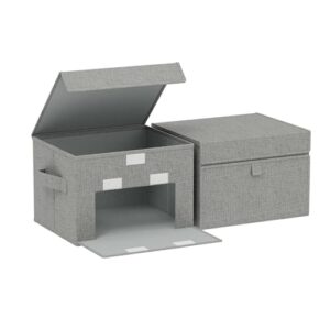 ENUMAIL Foldable Storage Boxes with Flip Cover,10.2x7.9x6.7in,Grey,2 Pack