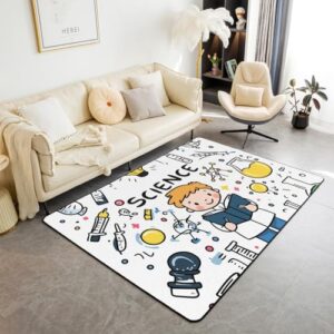 Erosebridal Science Theme Non Slip Rug 3x5 Science Area Rug Math Science Carpet Math Equation Decorative Accent Rug for Teens Kids Chemical Subject Theme Area Rugs Non Slip