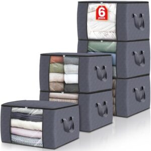 Fab totes 6 Pack Storage Bags for Clothes Blanket Storage Bins with Lids