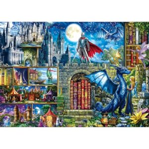 Fantasy Library Puzzles for Adults 1000 Pieces, Dragon Knight Castle Puzzle