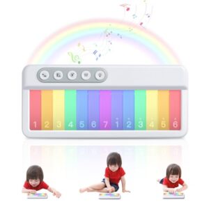 FOKI Baby Piano Toy, Light up Music Travel Kindergarten Toys Kids Mini Keyboard Preschool Learning Musical Pocket Piano for Baby Girls Boys Toddlers Birthday Small Gifts 1 to 5 Years Old