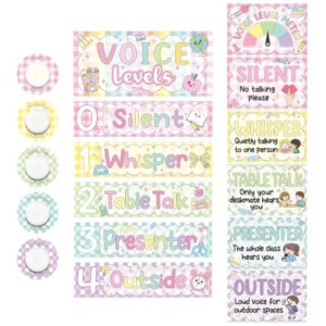 ForraFun Voice Level Chart Push Light for Classroom, pastel Gingham