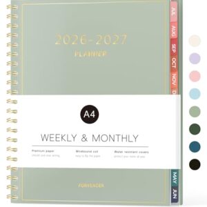 Forvencer Academic Planner 2026-2027, Weekly & Monthly Calendar Planner, A4 | July 2026-June 2027, 8.5" X 11", Daily Agenda Book, Flexible Cover Notebook, School Teacher Student Supplies Organizer, Green