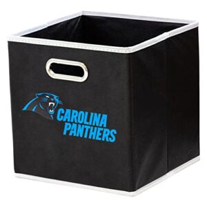 Franklin Sports NFL Carolina Panthers Collapsible Storage Bin | Fits Cube Organizers, Chrome Carry Handle, Folds Flat For Easy Use, Office, Bedroom + Man Cave Decor, Organize Toys + Clothes