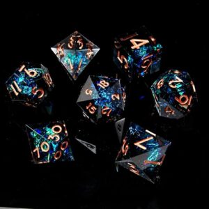 FugaCity Dice Set,Handmade Sharp Edge 7 Piece Resin Dice-Dungeon&Dragons Polyhedral Dice Set, D&D Dice Set with Gift Dice Case for RPG MTG Table Games