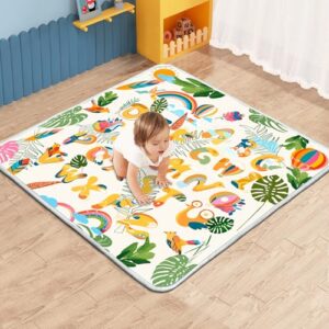 FUGWU Baby Play Mat,1-Inch Thick Foam 50" X 50" Playpen Mat (Tropical)