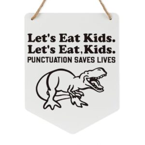 Fun Classroom Wall Art Decor for Middle School High School Elementary English Classroom Kids Playroom Gifts for Teacher Teens Boys Girls Punctuation Wood Wall Hanging Flag Decorations Signs 10x8 Inch