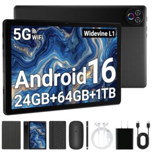 Funelse Tablet, Android 16 Tablet, 24GB+64GB+1TB TF, Tablet with Keyboard