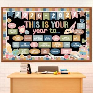 Funrous This is Your Year to Bulletin Board Set Boho Back to School Classroom Decoration Inspirational Bulletin Board Paper Cutouts for Elementary Preschool Teacher Decors Supplies