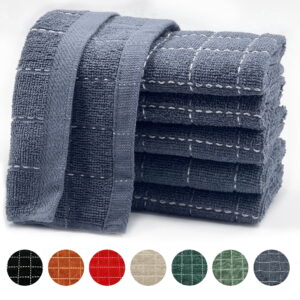 Furkithn 100% Cotton Kitchen Dish Cloths, Super Soft and Absorbent Dish Towels Washing Drying Dishes, 12" x 12", Gray, 6 Pack