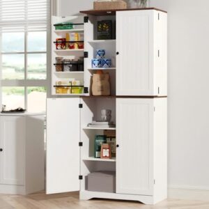 Furnify 72" Tall Kitchen Pantry Cabinet with Door Organizer, White