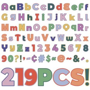 Fuutreo 219 Pcs Color Crush Bulletin Board Letters 4" Fun Font Cutout Letters Upper and Lowercase Alphabet Numbers Punctuation and Symbols for Classroom Teacher Chalkboard Back to School Supplies