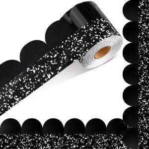 Fuutreo 65ft Polka Dots Scalloped Bulletin Board Borders,Black
