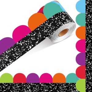 Fuutreo 65ft Polka Dots Scalloped Bulletin Board Borders,Rainbow Color