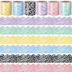 Fuutreo 6 Roll 197 ft Colorful Composition Scalloped Bulletin Board Borders