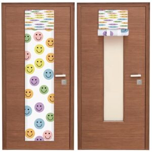FuWeave 2 Pcs Classroom Door Window Cover 8 x 36'', Smile Face