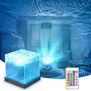 Fylivore Night Light Projector,5 Brightness and 16 RGB Colors,Portable Table Bedside Desk Lamps- Remote Control for Bedroom/Baby Nursery/Bathroom/Room