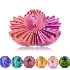 Gear Ball 3D Printed Spin Ball or Cube Fidget Toy,Gear Sphere Fidget Toy,for Stress and Anxiety Relief, Stress Ball GearSphere Desk Toy for Kids (Red)